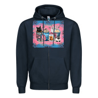 Navy cat coffee cups Zipper Hoodie - Zillion Design Studio