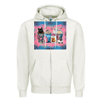 Oatmeal Heather cat coffee cups Zipper Hoodie - Zillion Design Studio