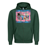 Sports Green cat coffee cups Zipper Hoodie - Zillion Design Studio