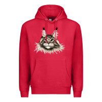 Cardinal Maine Coon Cat Face Premium Hoodie - LillyAllenDesigns