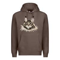 Coffee Maine Coon Cat Face Premium Hoodie - LillyAllenDesigns