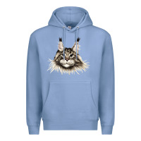 Colony Blue Maine Coon Cat Face Premium Hoodie - LillyAllenDesigns