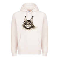 Pale Pink Maine Coon Cat Face Premium Hoodie - LillyAllenDesigns