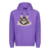 Purple Maine Coon Cat Face Premium Hoodie - LillyAllenDesigns
