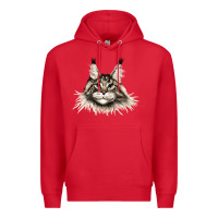 Red Maine Coon Cat Face Premium Hoodie - LillyAllenDesigns