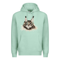 Seafoam Maine Coon Cat Face Premium Hoodie - LillyAllenDesigns