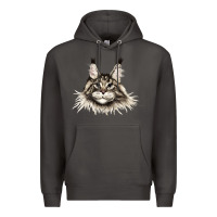 Smoke Maine Coon Cat Face Premium Hoodie - LillyAllenDesigns