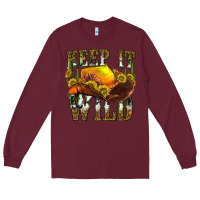 Burgundy keep it wild western Long Sleeve Tee - texasbilliewilder