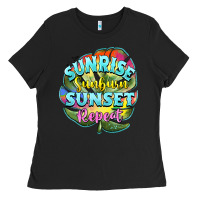 Black sunrise sunburn sunset repeat Ladies Tee - BarkalooDesign