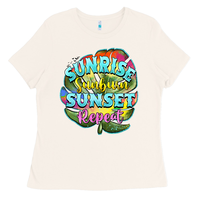 Sunrise Sunburn Sunset Repeat Ladies Tee by BarkalooDesign | Teevron