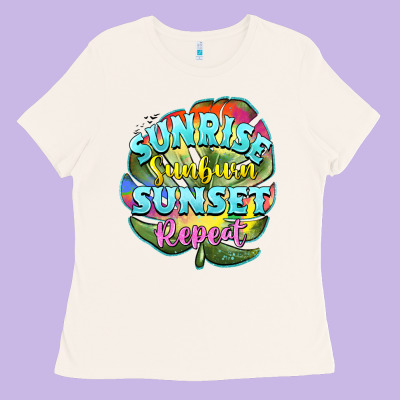 Sunrise Sunburn Sunset Repeat Ladies Tee Designed By Barkaloodesign