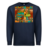 Navy hello fall pumpkin Premium Sweatshirt - JahusDesignShop