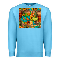 Ocean Blue hello fall pumpkin Premium Sweatshirt - JahusDesignShop