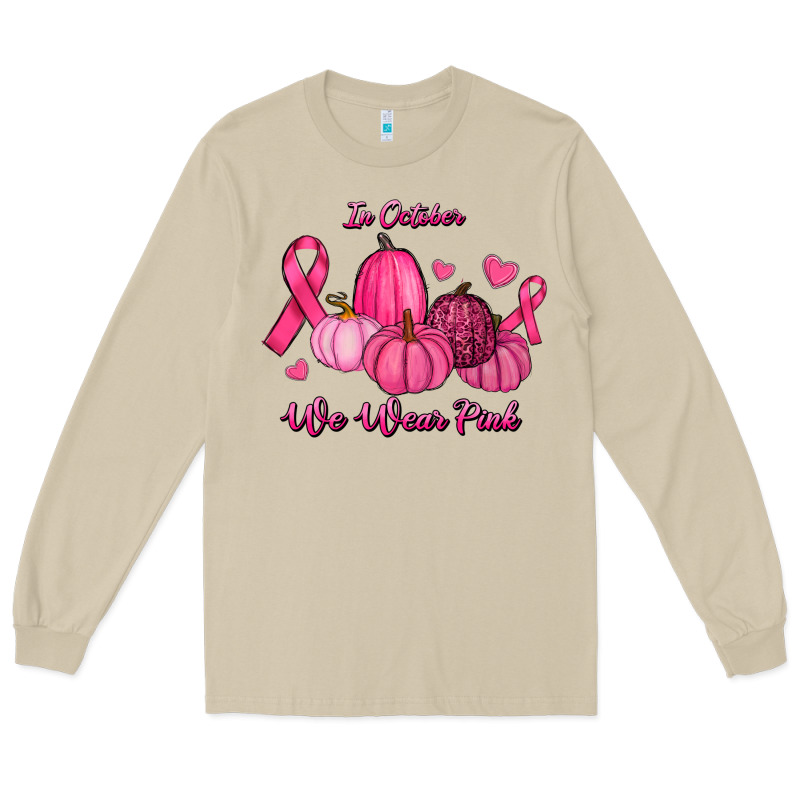 In October We Wear Pink Pumpkins Long Sleeve Tee by RanaPortraitStore | Teevron