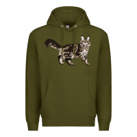 Army Green Maine Coon Cat Premium Hoodie - LillyAllenDesigns
