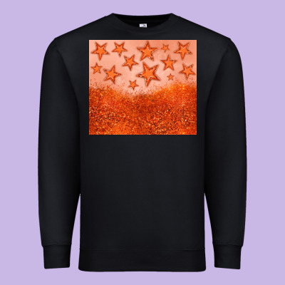 Orange Glitter Star Premium Sweatshirt Designed By Jahusdesignshop