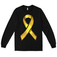 Black Gold Cancer ribbon Long Sleeve Tee - RanaPortraitStore