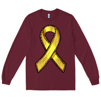Burgundy Gold Cancer ribbon Long Sleeve Tee - RanaPortraitStore
