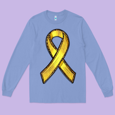Long Sleeve Tee Gold Cancer ribbon