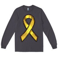 Smoke Gold Cancer ribbon Long Sleeve Tee - RanaPortraitStore