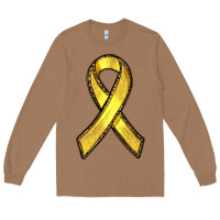 Toasted Coconut Gold Cancer ribbon Long Sleeve Tee - RanaPortraitStore