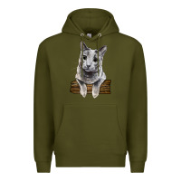 Army Green Russian Blue Cat Face Premium Hoodie - LillyAllenDesigns