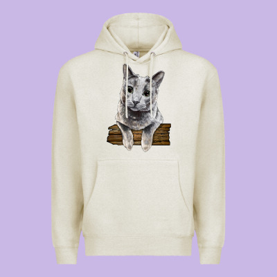 Russian Blue Cat Face Premium Hoodie Designed By Lillyallendesigns