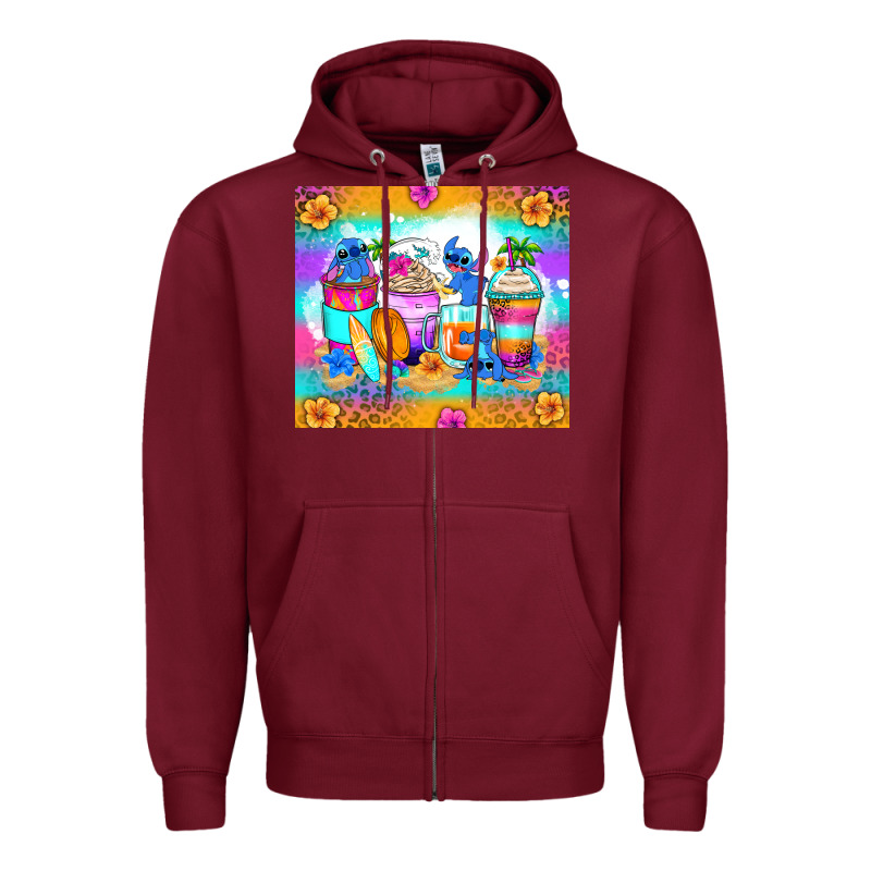 Stitch Summer Coffee Cups Zipper Hoodie by Zillion Design Studio | Teevron