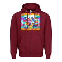 Burgundy stitch summer coffee cups Zipper Hoodie - Zillion Design Studio