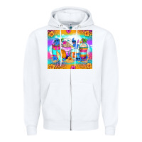 White stitch summer coffee cups Zipper Hoodie - Zillion Design Studio
