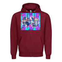 Burgundy stitch coffee cups Zipper Hoodie - Zillion Design Studio