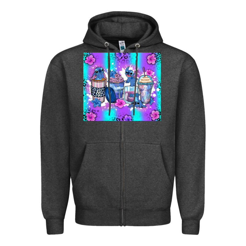 Stitch Coffee Cups Zipper Hoodie by Zillion Design Studio | Teevron