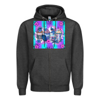 Charcoal Heather stitch coffee cups Zipper Hoodie - Zillion Design Studio
