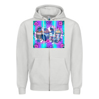 Dove Grey stitch coffee cups Zipper Hoodie - Zillion Design Studio
