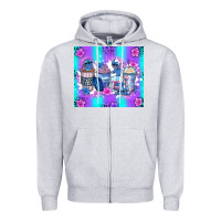 Heather Grey stitch coffee cups Zipper Hoodie - Zillion Design Studio