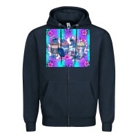 Navy stitch coffee cups Zipper Hoodie - Zillion Design Studio