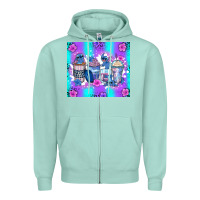 Seafoam stitch coffee cups Zipper Hoodie - Zillion Design Studio