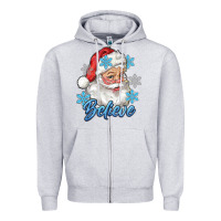 Heather Grey santa blue believe Zipper Hoodie - RanaPortraitStore