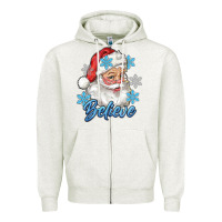 Oatmeal Heather santa blue believe Zipper Hoodie - RanaPortraitStore