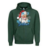 Sports Green santa blue believe Zipper Hoodie - RanaPortraitStore