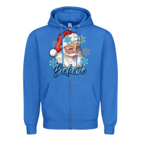 True Royal santa blue believe Zipper Hoodie - RanaPortraitStore
