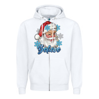 White santa blue believe Zipper Hoodie - RanaPortraitStore