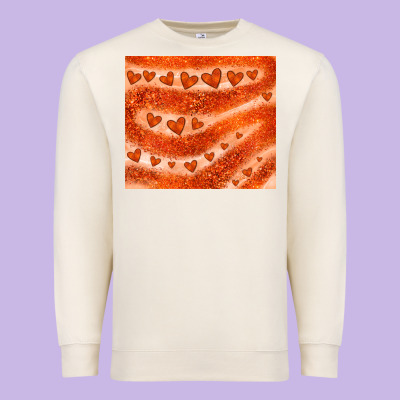 Orange Glitter Heart Premium Sweatshirt Designed By Jahusdesignshop