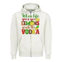Oatmeal Heather when life gives you lemons grab the vodka Zipper Hoodie - texasbilliewilder