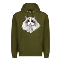 Army Green Ragdoll Face Cat Premium Hoodie - LillyAllenDesigns