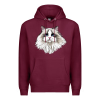 Burgundy Ragdoll Face Cat Premium Hoodie - LillyAllenDesigns