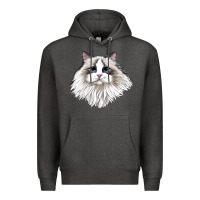 Charcoal Heather Ragdoll Face Cat Premium Hoodie - LillyAllenDesigns