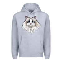 Heather Grey Ragdoll Face Cat Premium Hoodie - LillyAllenDesigns