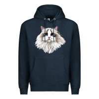 Navy Ragdoll Face Cat Premium Hoodie - LillyAllenDesigns