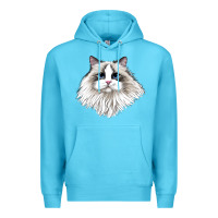 Ocean Blue Ragdoll Face Cat Premium Hoodie - LillyAllenDesigns